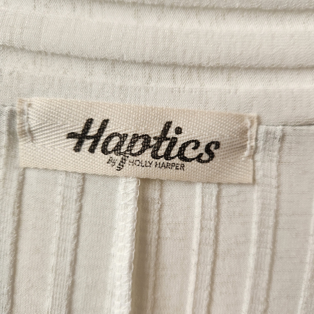 Haptics By‎ Holly Harper Short Sleeve Top Reverse Stitch Rainbow Sleeves XL - Picture 2 of 7